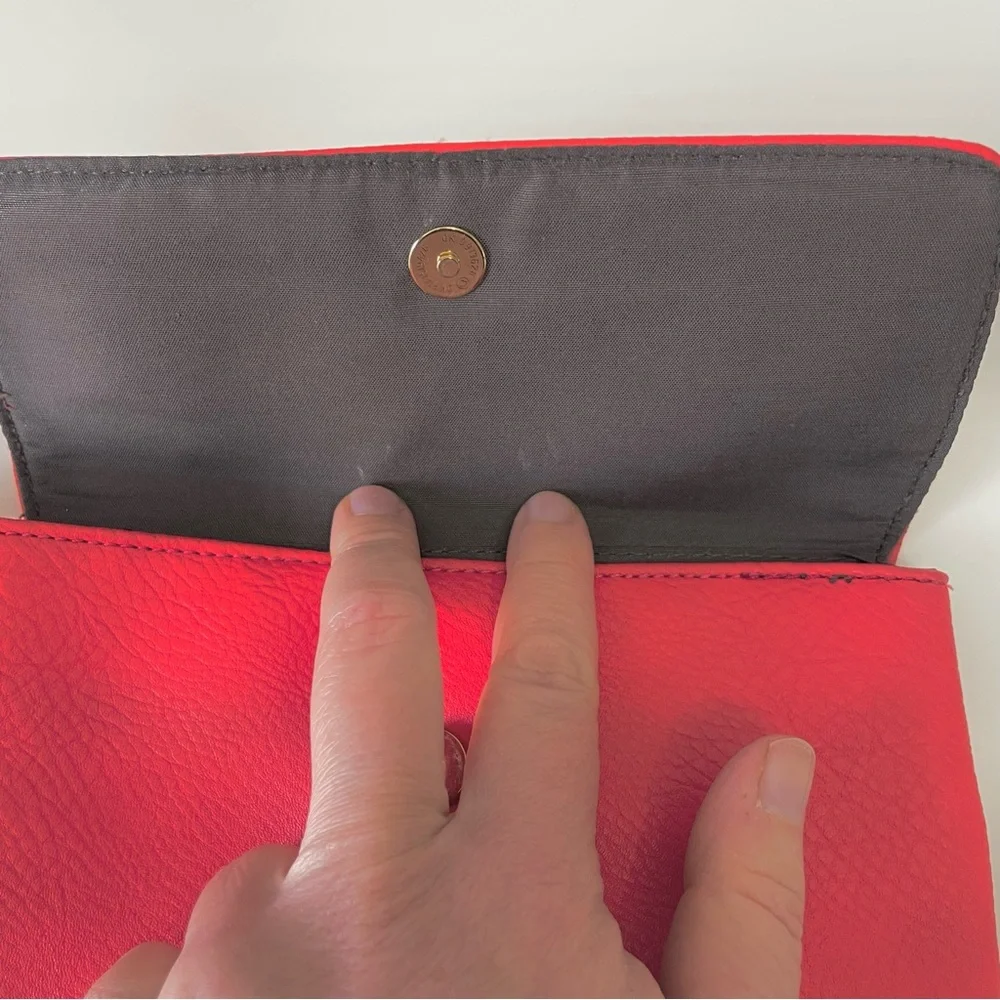 Women's Coral Pebbled Wristlet Clutch Asymmetrical Purse Bag